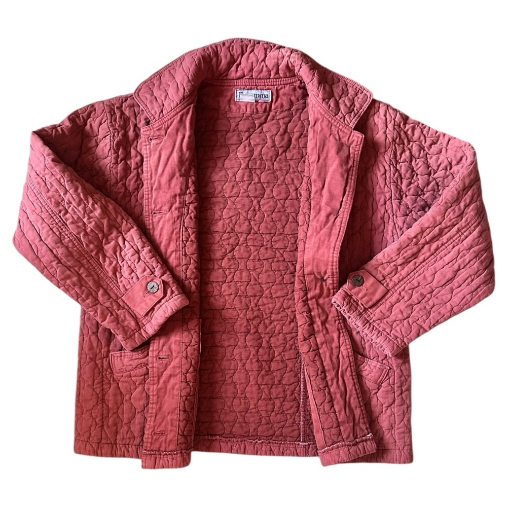 Razumma Vintage Quilted 100% Cotton Coral Jacket | Scandistyle Lagenlook, sz M - Picture 3 of 6
